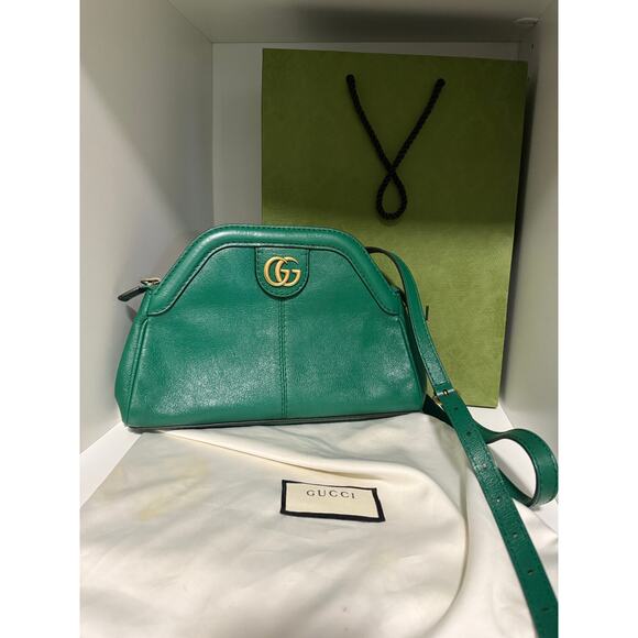 $2316 Gucci Marmot Rebelle Feline Bag Small - Emerald Green - Picture 2 of 14